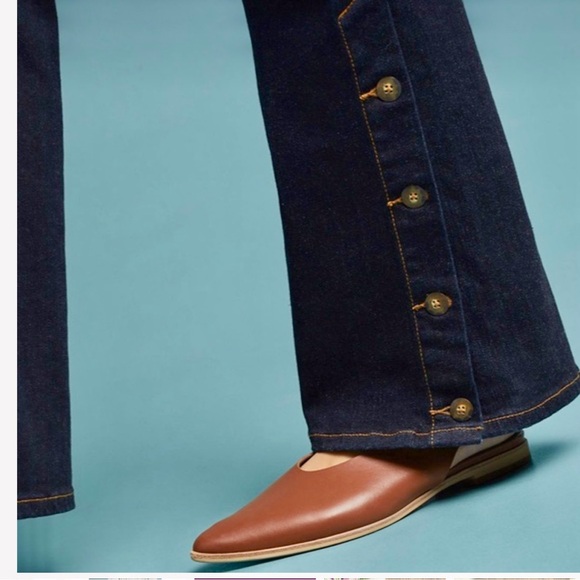 Pilcro Anthropologie High-Rise Bootcut Jeans Dark Denim Buttons on Legs 4 27 - Picture 3 of 12